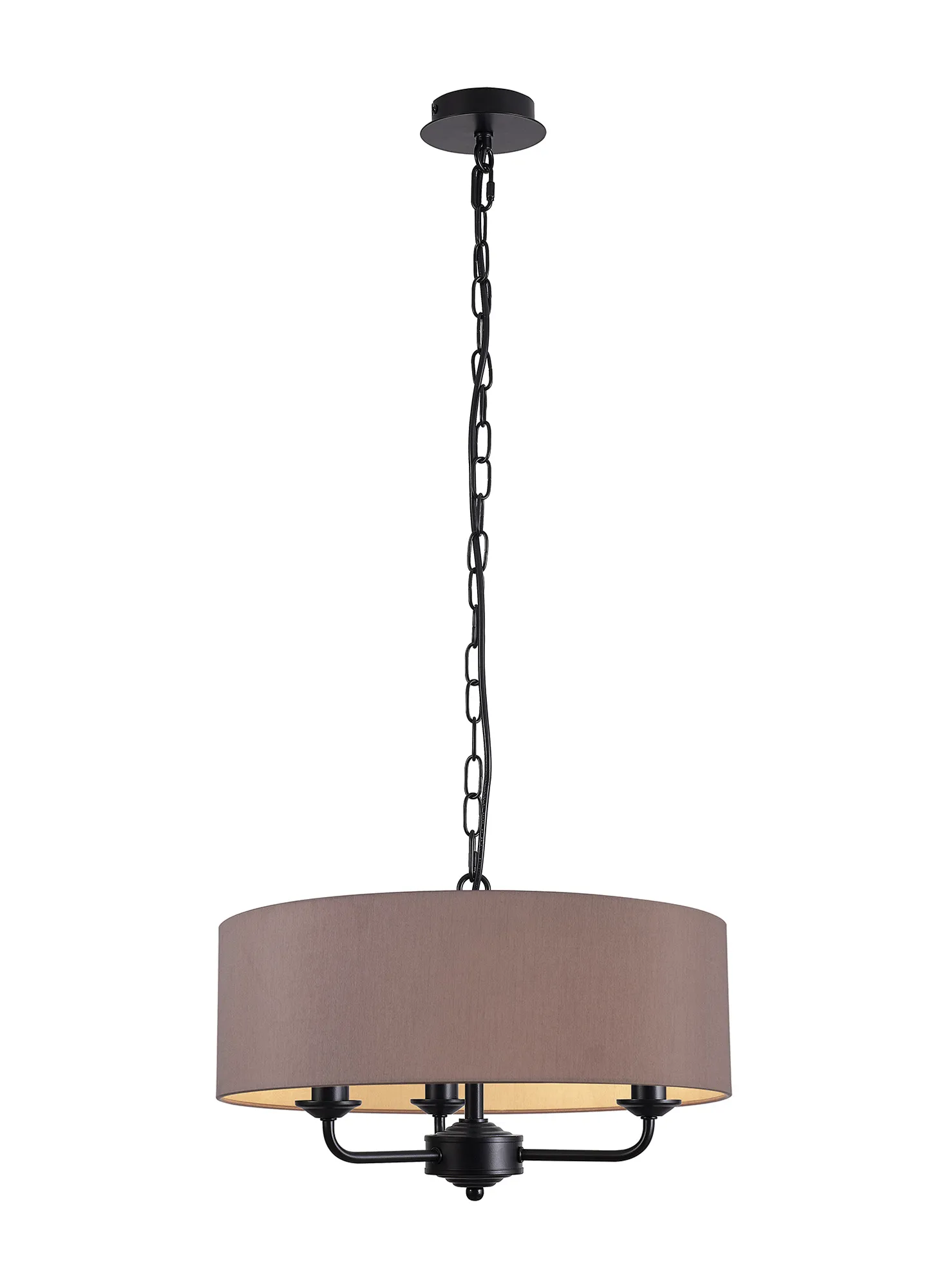 Banyan 45cm 3 Light Pendant Matt Black; Taupe/Halo Gold